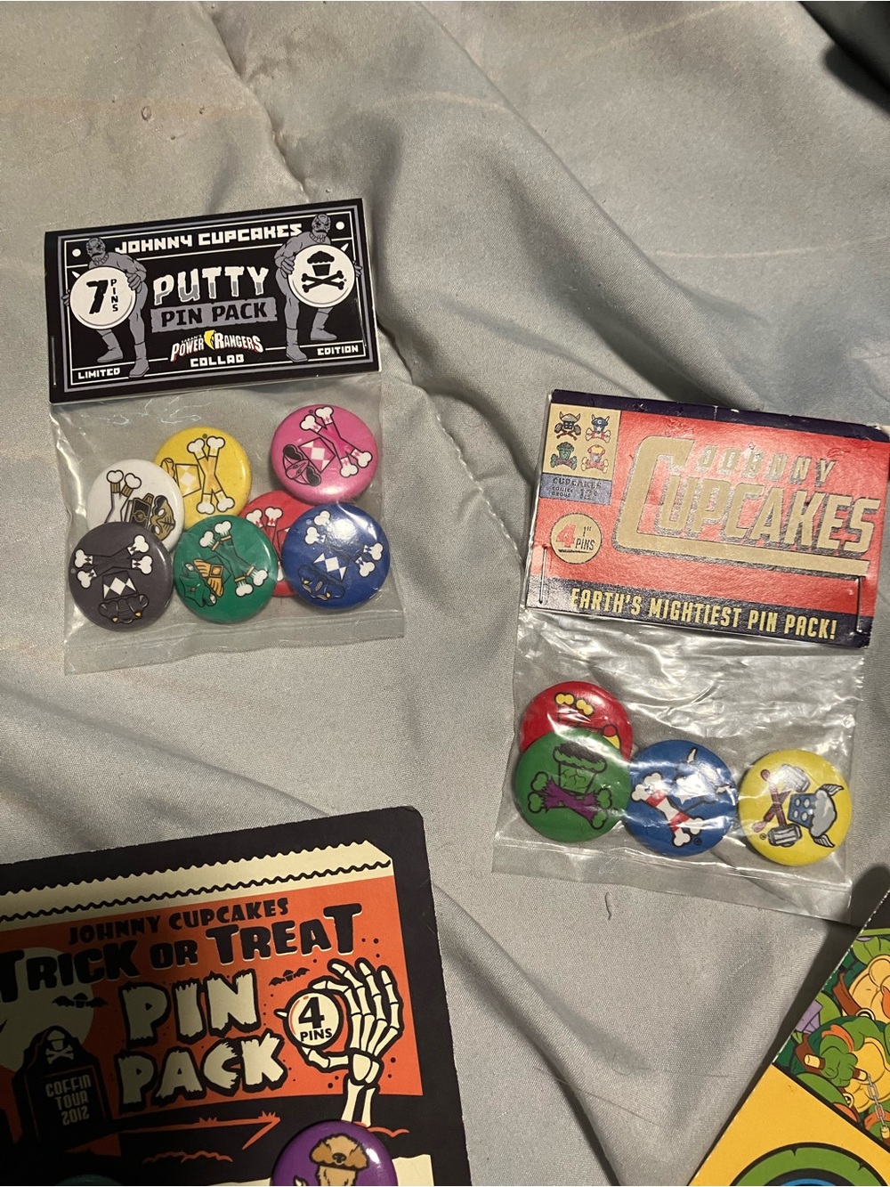 Johnny Cupcakes Colorful Enamel Pin Sets - Red, Green, Blue, Yellow, Pink, Black